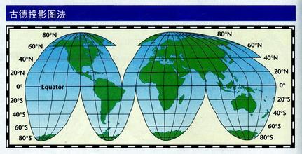 用古德投影方式制作的地图非制图区断裂，使制图区变形减少。