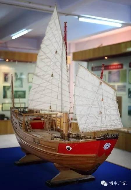 汕头市澄海区樟林古港历史文化陈列馆中的红头船模型.