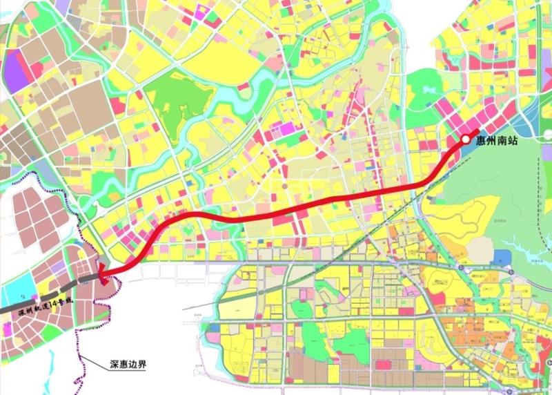 深圳地铁14号线（惠州段）走向示意图