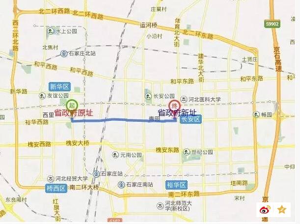 河北省政府搬迁示意。