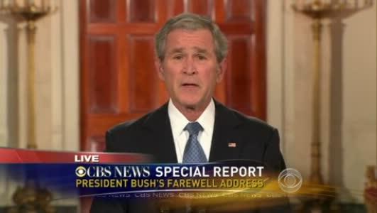 图为小布什总统在9.11恐怖袭击后的演讲。
