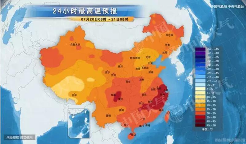 △20日～21日，长江中下游多地将出现35℃以上的高温天气。