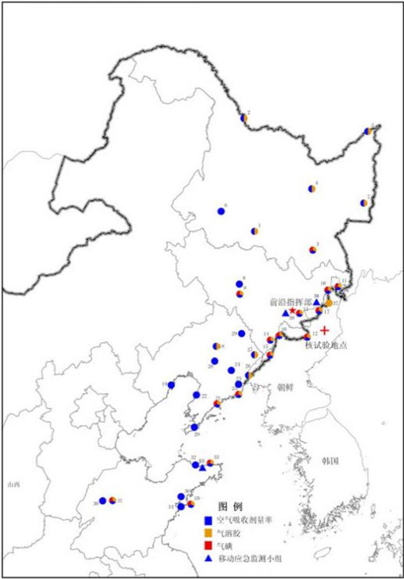 图2 东北边境及周边地区移动应急监测和取样监测（除水外）布点示意图