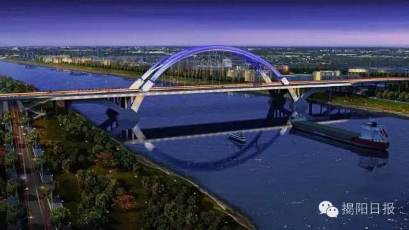 揭阳首座景观大桥将现榕江北河,快来看看啥时建好?