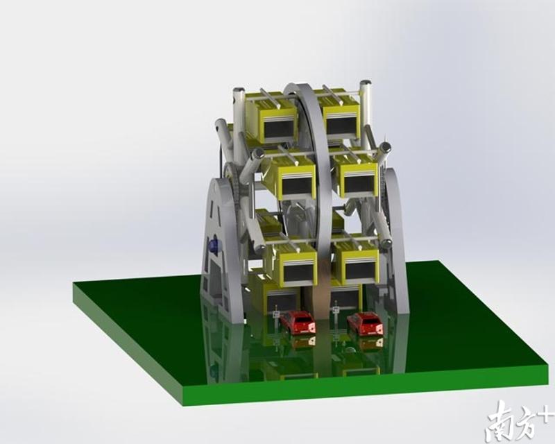 飞轮式停车机器人实物模型。