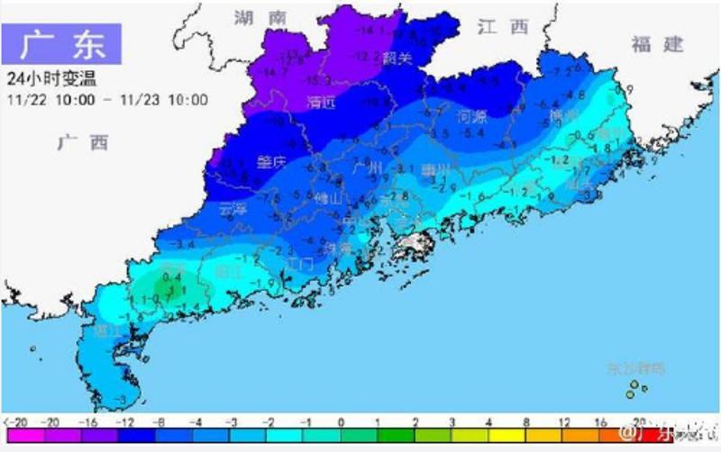 冷空气补充南下,降温的同时雨水君也不愿退场,23日-24日,广东省大部