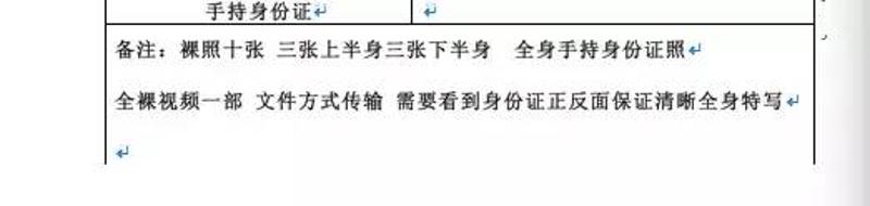 借款表格中明确提出提供裸照的要求