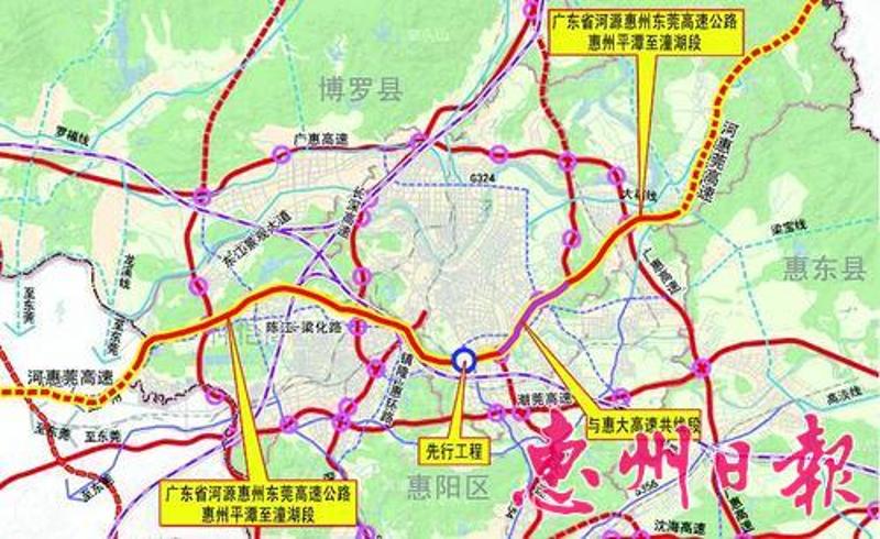 河惠莞高速公路惠州平潭至潼湖段示意图。记者戴 建 翻拍 