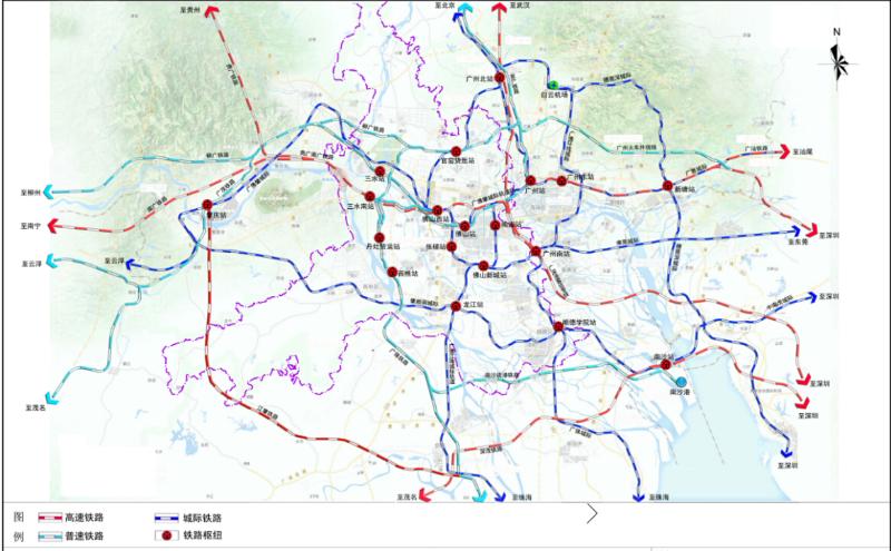 “十三五”期末区域铁路设施规划图