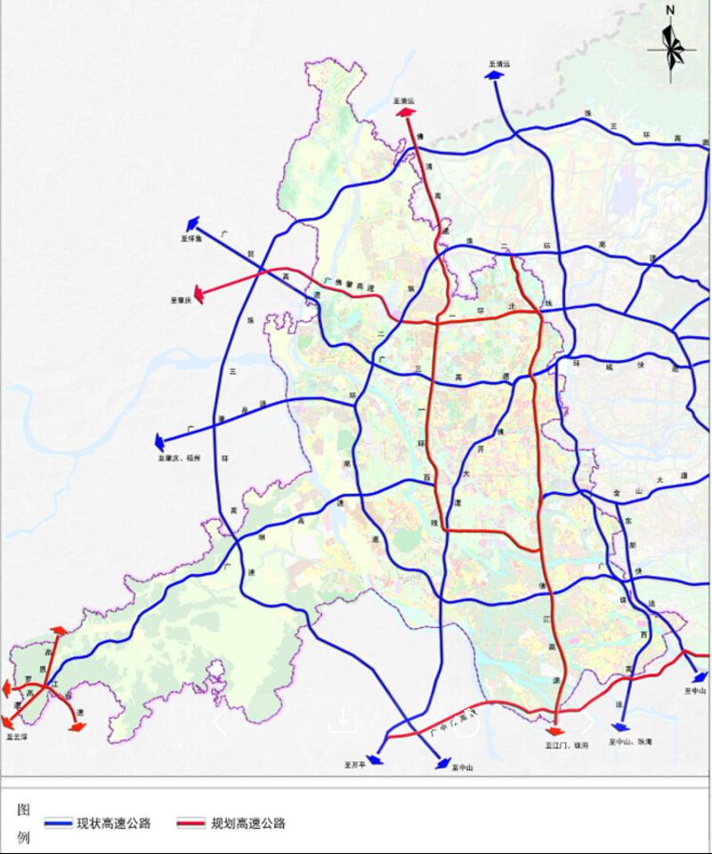 佛山“十三五”期末高速公路规划图