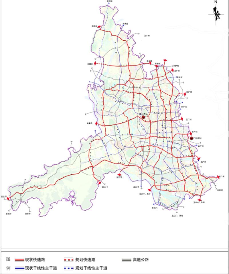  “十三五”期末佛山市域干线道路规划图