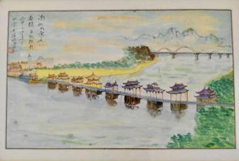 因为,画的是他家乡的风景——潮州湘子桥.