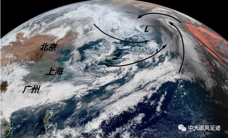 3月6日14时东亚卫星云图，由向日葵8号卫星拍摄