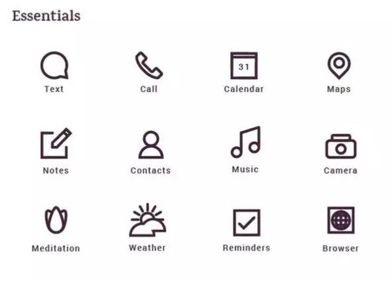 手机app极简主义的图标，让人想起诺基亚黑白屏时代……
