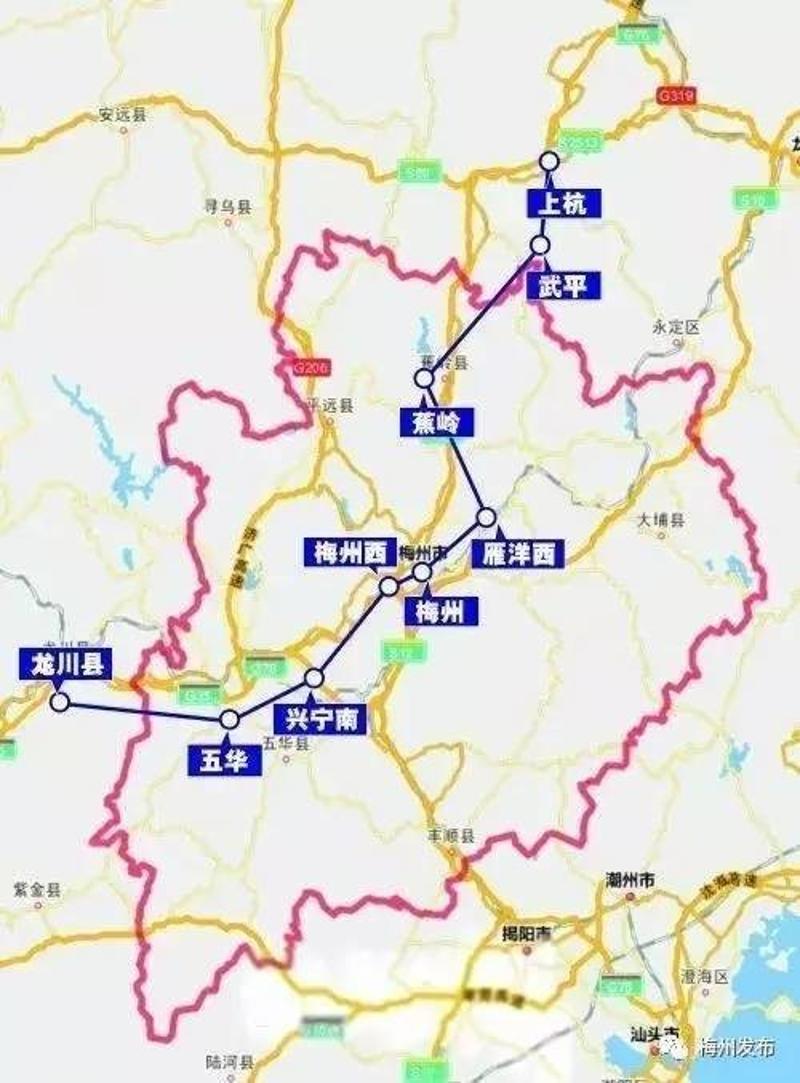 【重磅】双龙铁路推荐线路出炉 梅州境内拟设6个站点