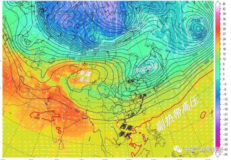 恰好此时东北冷涡强势 会甩出实力不弱的冷空气南下 西南季风对撞冷