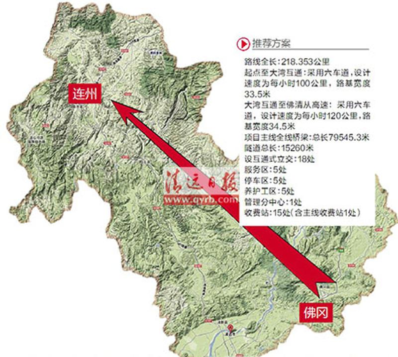 连州至佛冈拟建高速路与拟建的佛清从高速公路相交