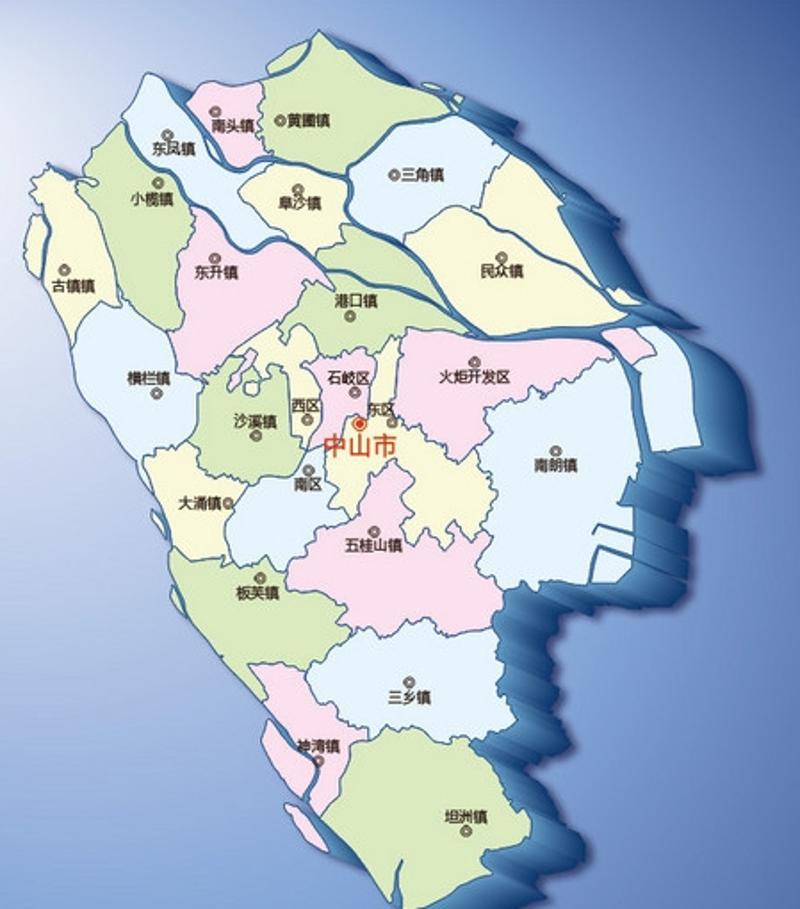 中山地理位置图图片