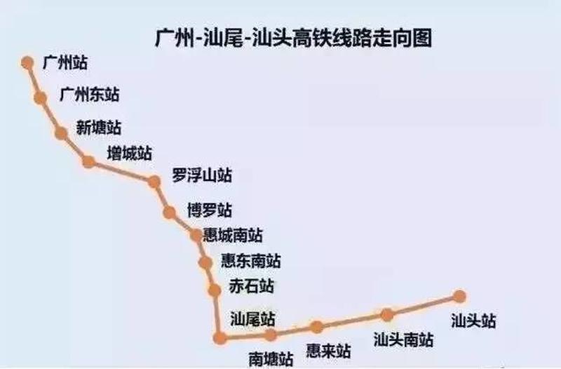 广州至潮汕高铁路线图图片
